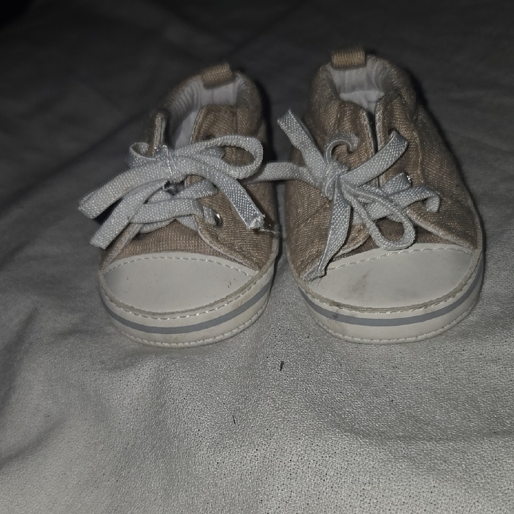 Child of Mine Tan and White Canvas Sneakers